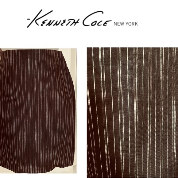 Kenneth Cole NY Linen Mini Coffee Brown Woven Short Skirt Office Party NWT - Picture 13 of 16